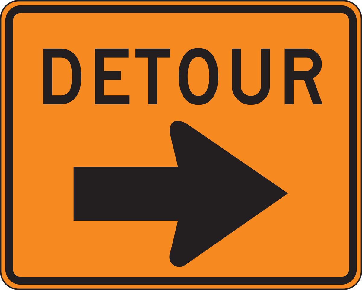 Orange Detour Sign